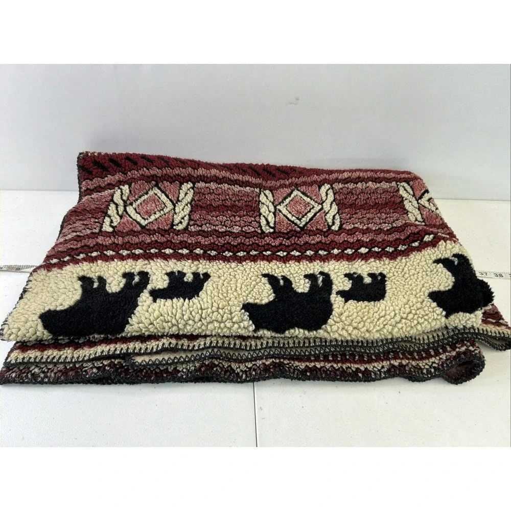 Woolrich Bear Aztec West Southwestern Sherpa Throw Blanket Lodge Cabin 60x50